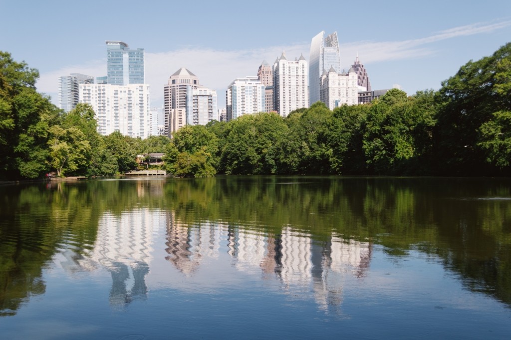 one day in Atlanta, Piedmont Park, Atlanta midtown skyline view