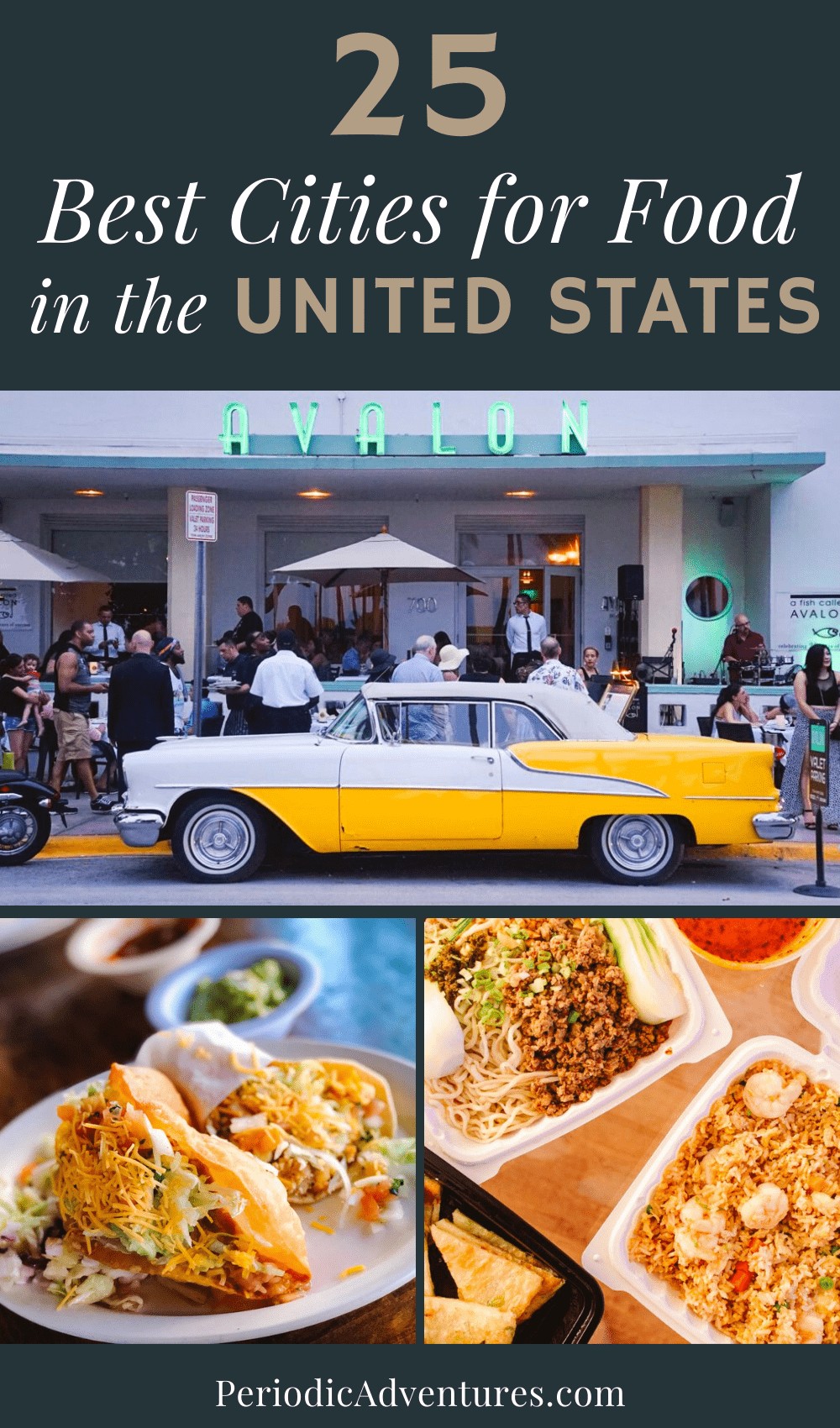 25 best cities for food in the United States. Click here to see the ultimate foodie map and read about the United States best food travel destinations!