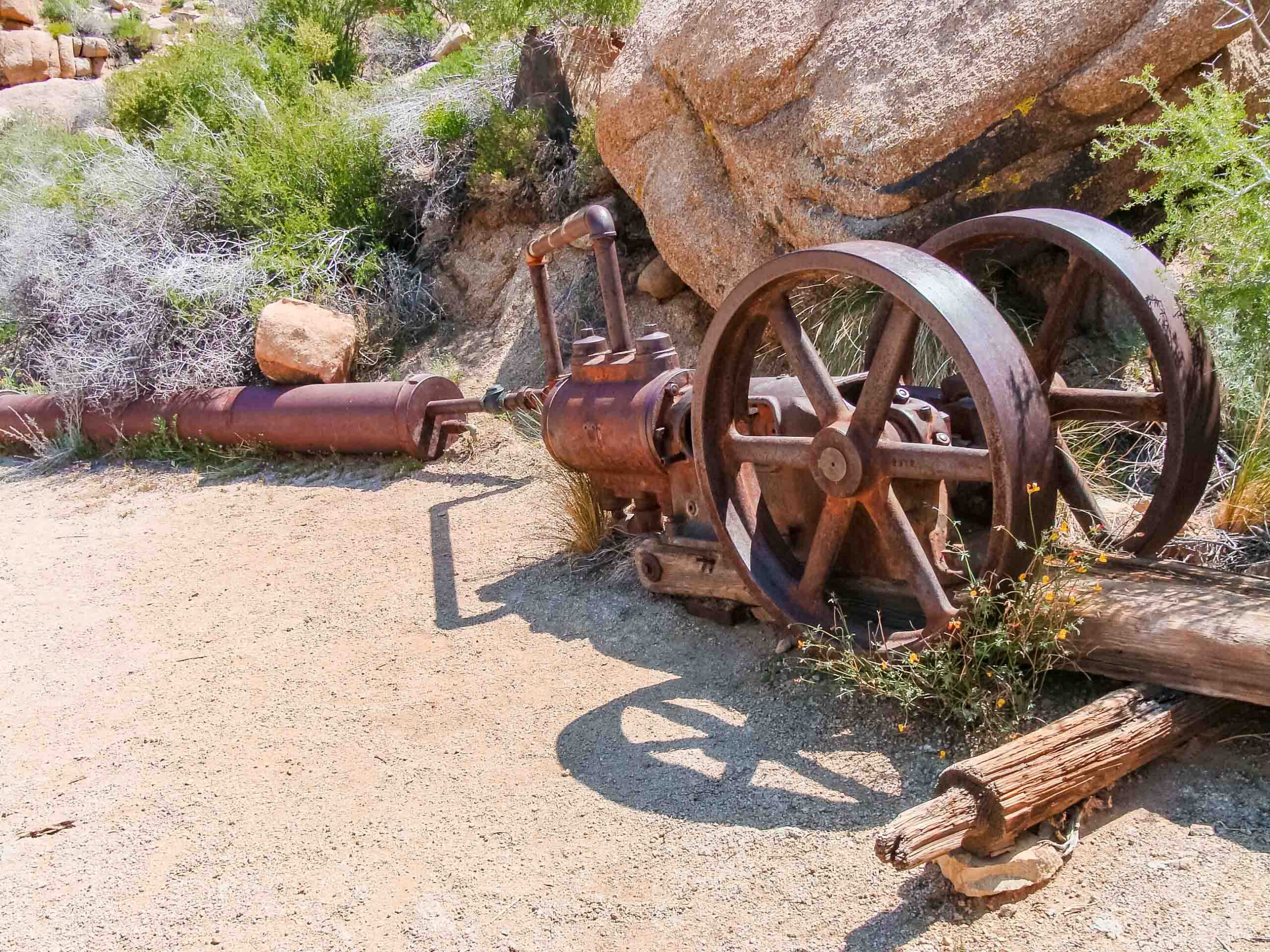 Remnants of gold mining in the Old West in Joshua Tree National Park
