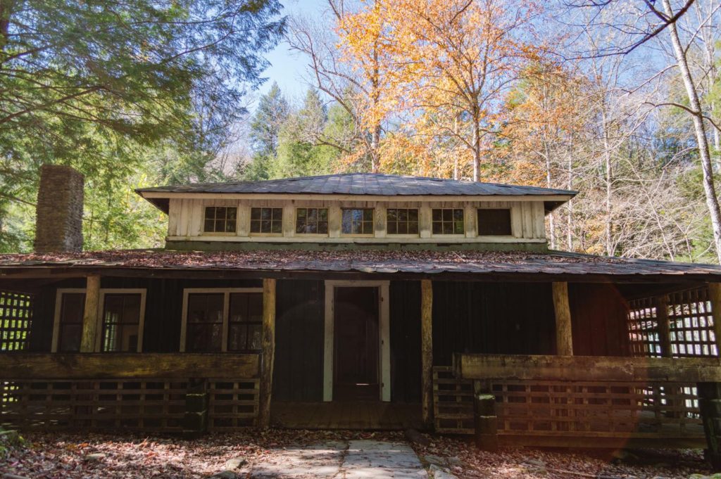 view of an old dilapidated mountain home in the Smoky Mountains