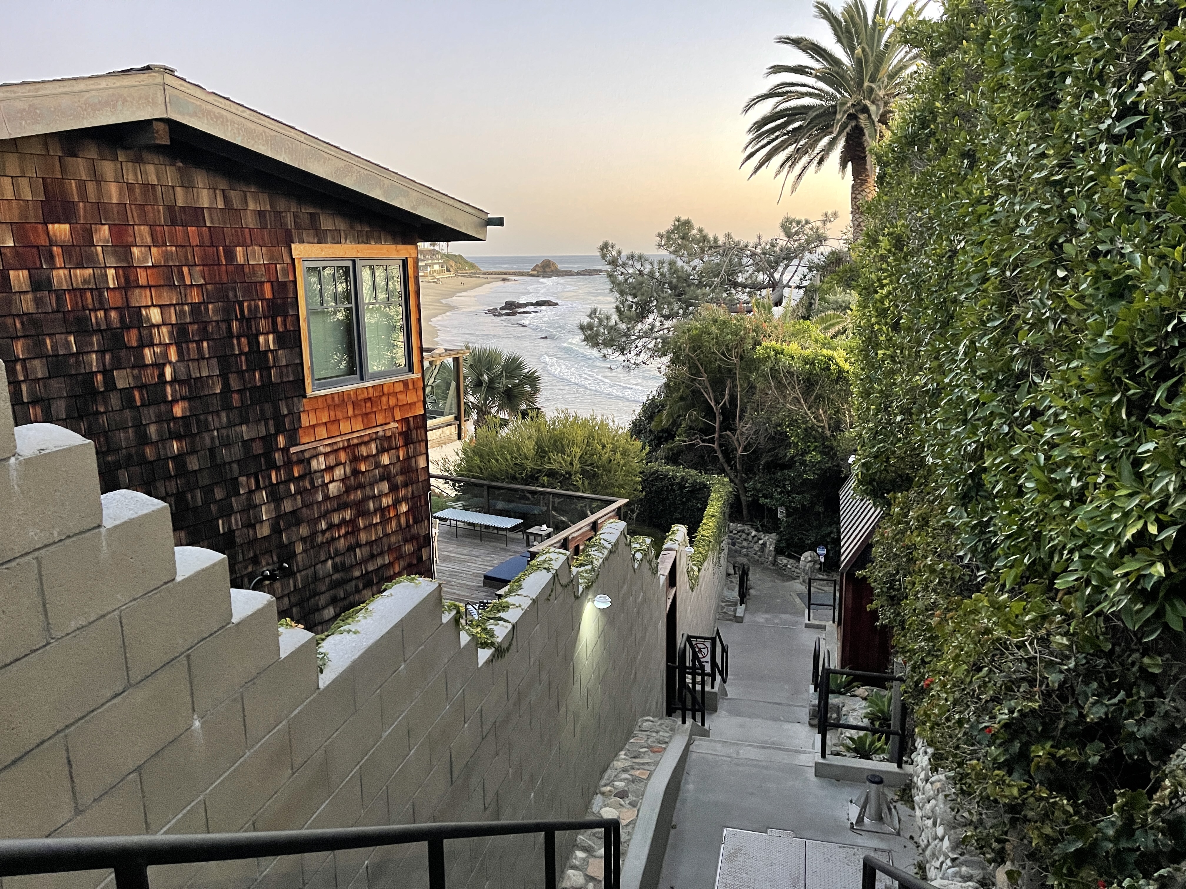 staircase leading down to Victoria Beach in Laguna Beach, California