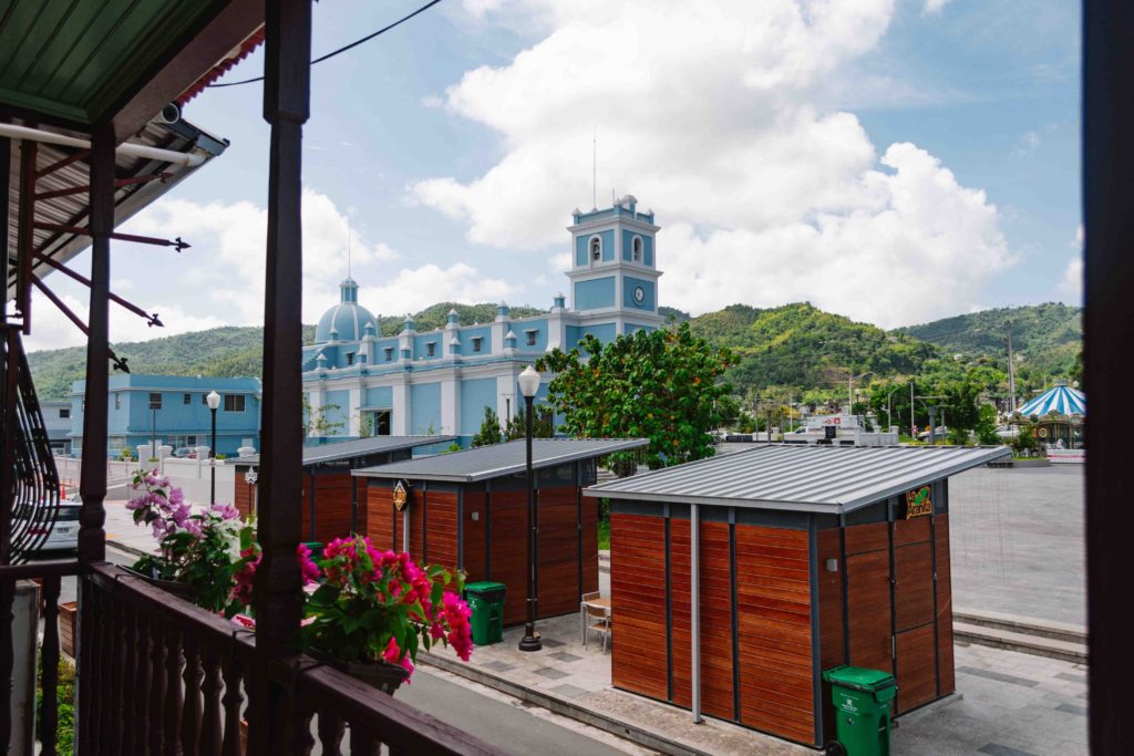 Cayey town square view from a two story building