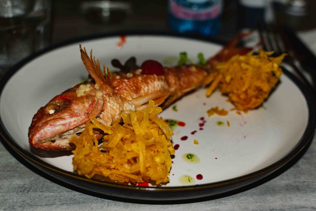 Red snapper meal served in Puerto Rico with plantains