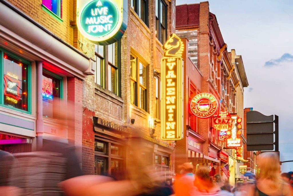Autumn nights in Nashville on Honkytonk Highway.
