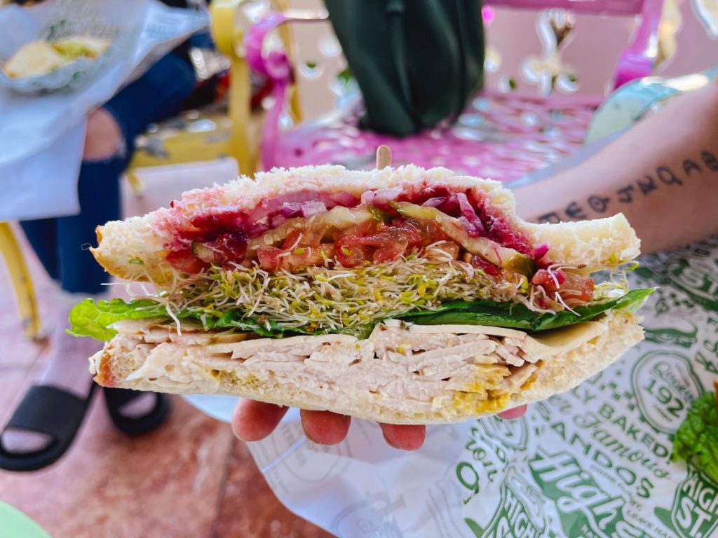 High Street Market and Deli sandwich with turkey, lettuce, and salami