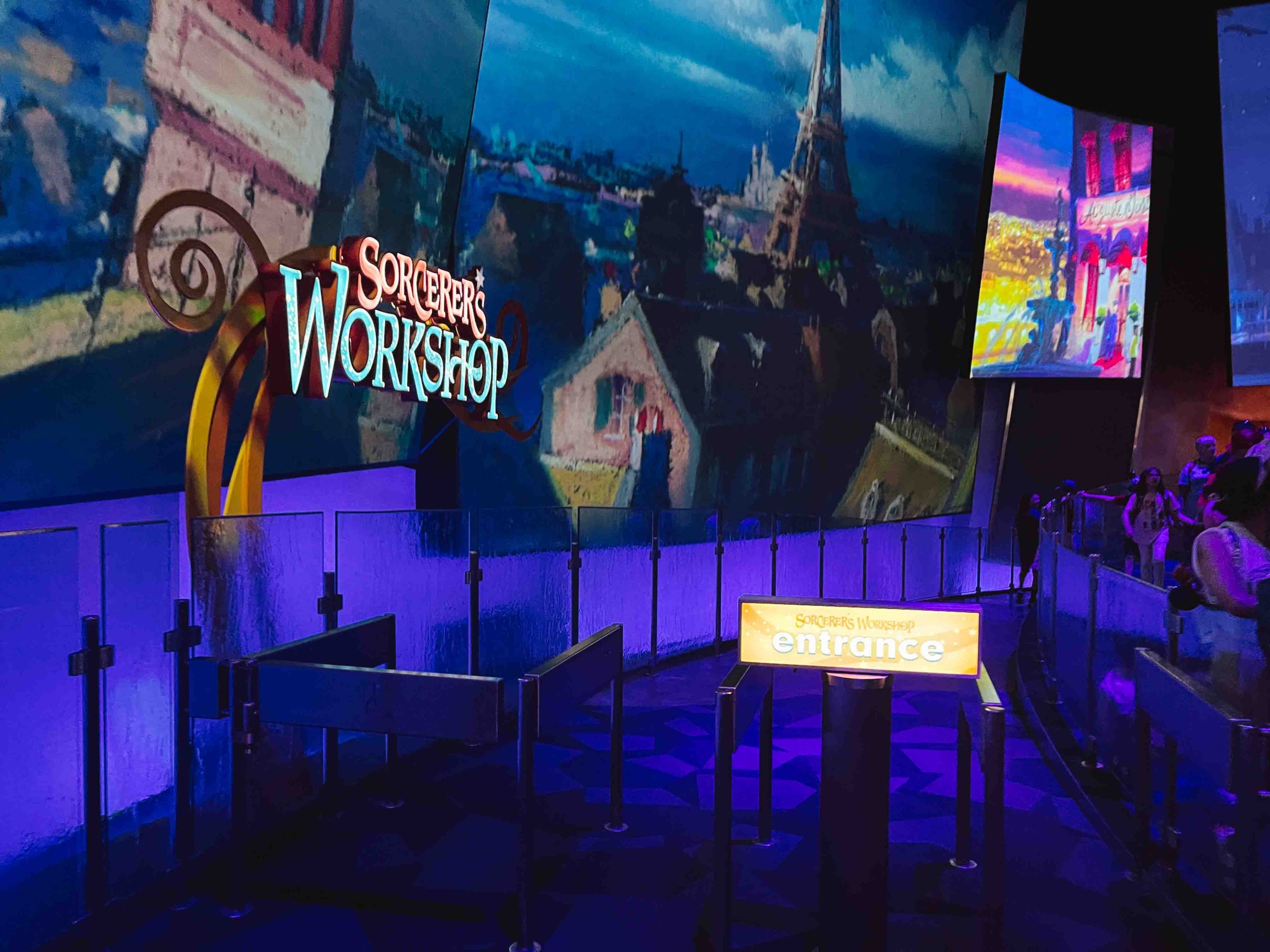 Exterior of Sorcerer's Workshop experience inside the Animation Academy building at California Adventure