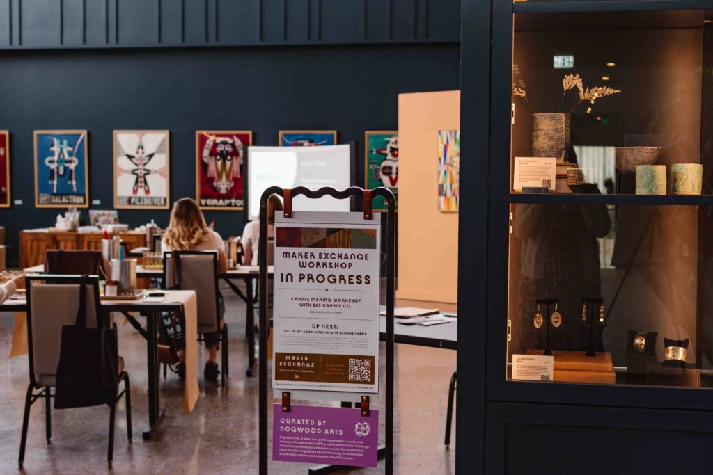 The Curio inside Knoxville's Maker Exchange with a candle making workshop in session.
