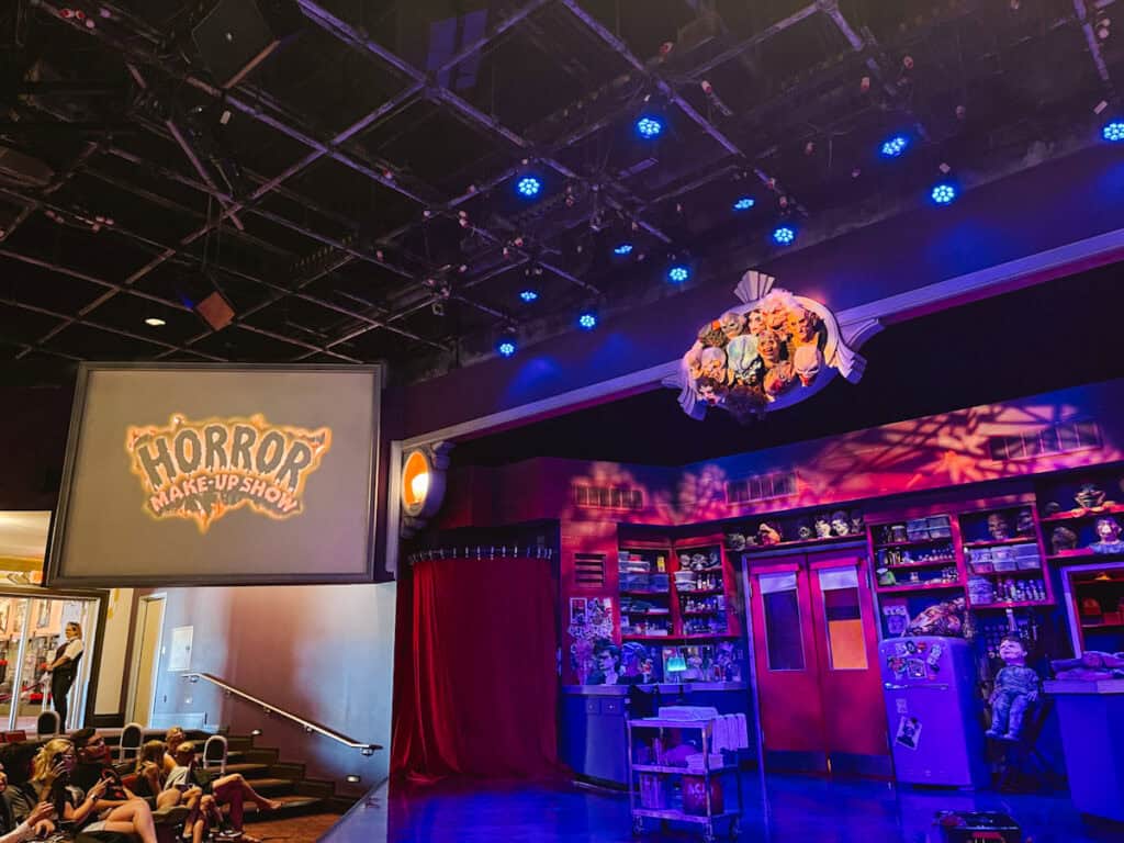 Stage for Horror Makeup Show at Universal Orlando where they show you how they achieve some practical makeup and special effects