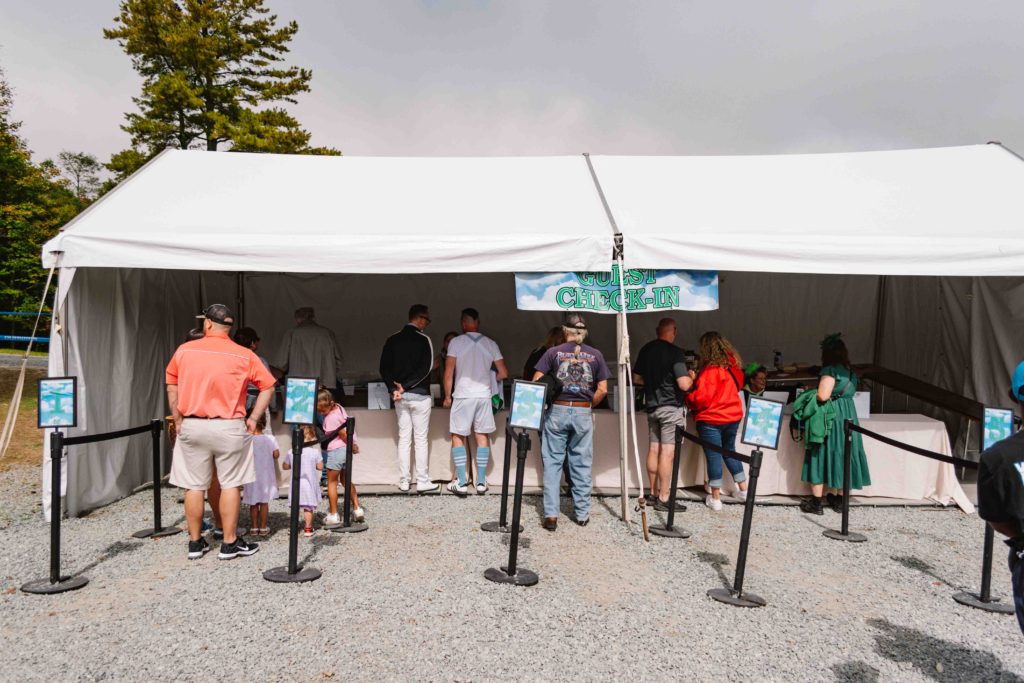 White texted area of ticket check in for Wizard of Oz theme park