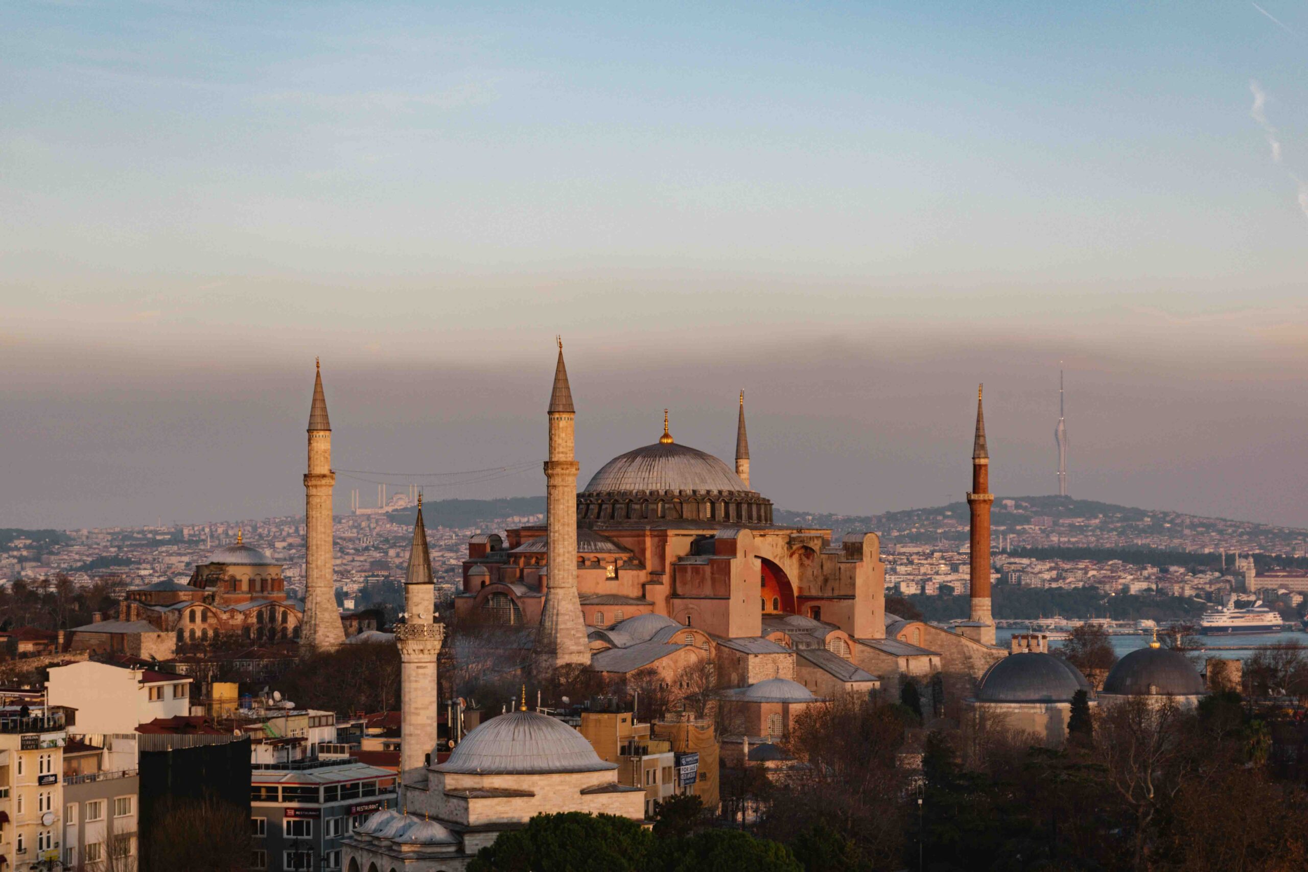 View of Hagia Sophia at sunset