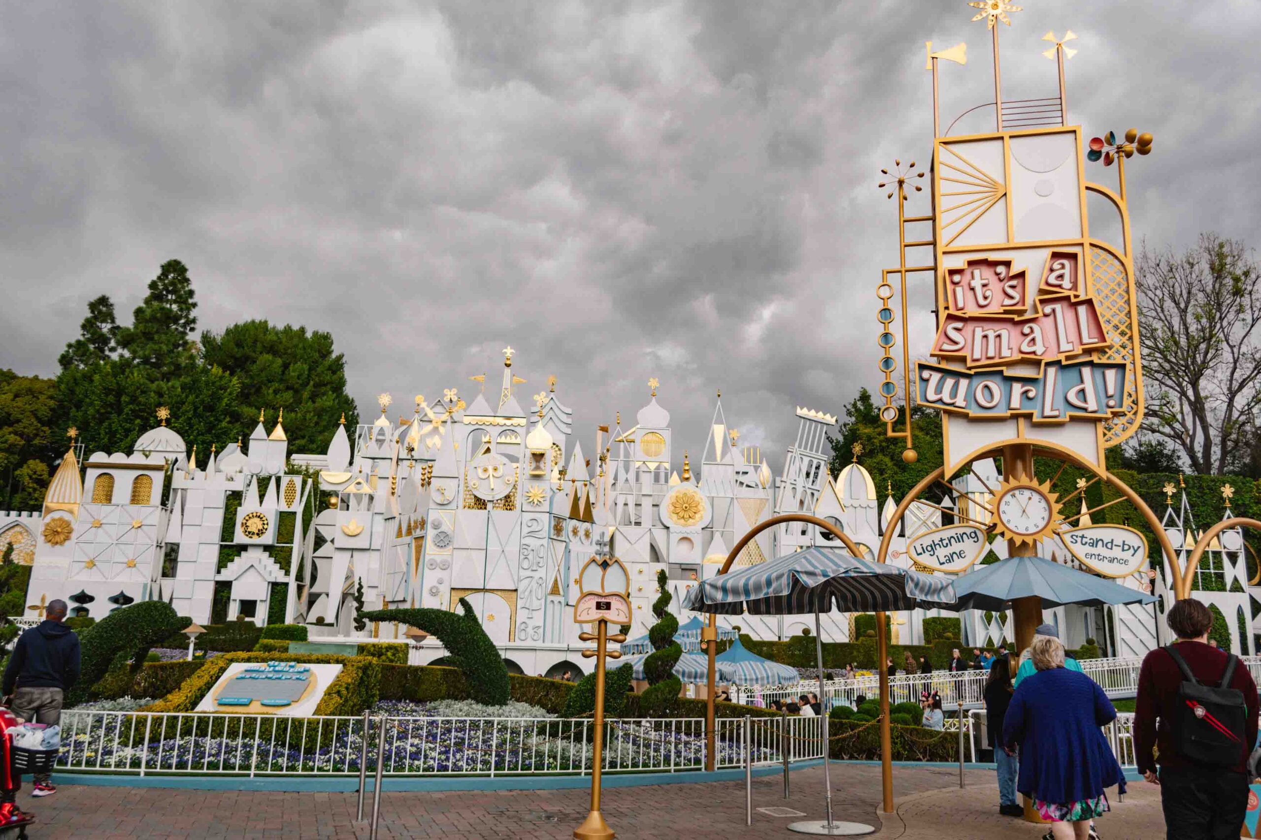 Disneyland's Small World has a beautiful facade and the ride is indoors so you can go on it even if it's a rainy day at Disneyland