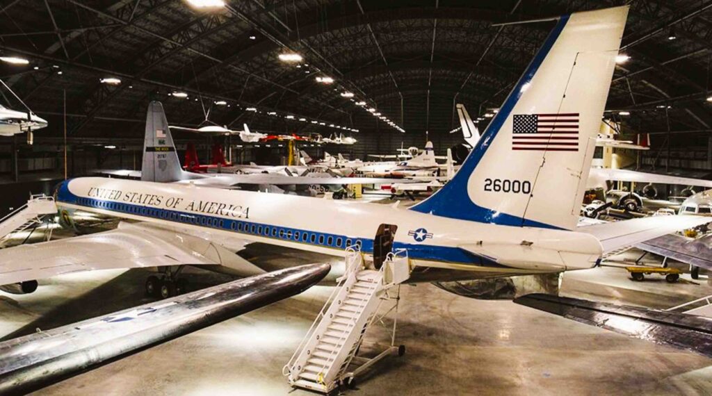 Air Force One on display at the National Air Force Museum