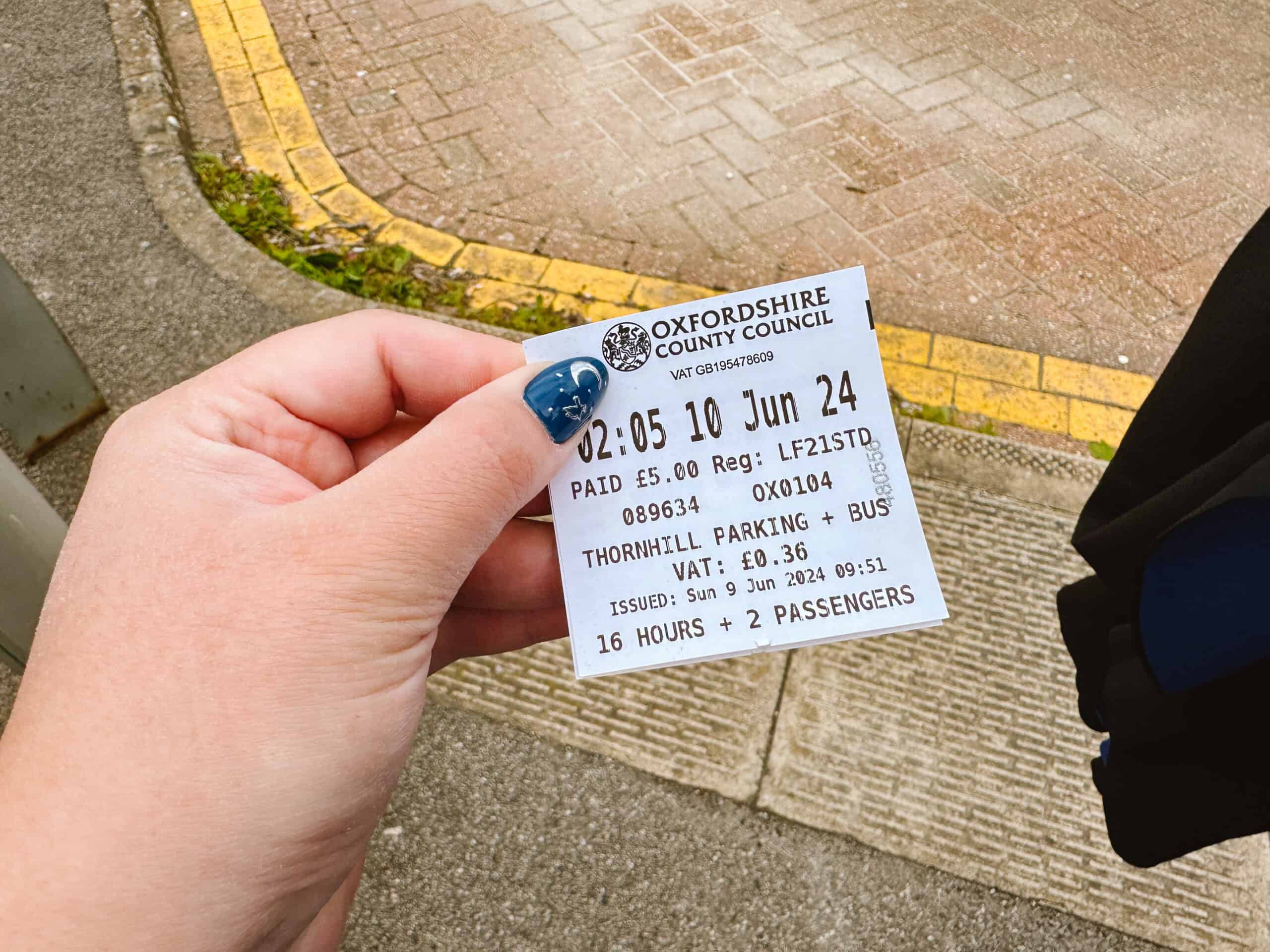Ticket for Thornhill Park and Ride in Oxford