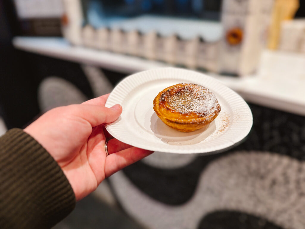 Pastel de nata on a small plate from Joey Bats Cafe in Chelsea Market