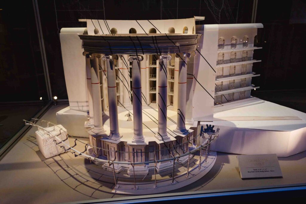 You'll see models like this one of Gringotts at the Warner Brothers Studio Tour the Making of Harry Potter