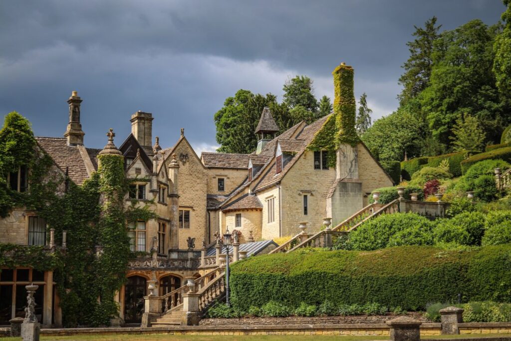Beautiful exterior of the Manor House Hotel in Castle Combe