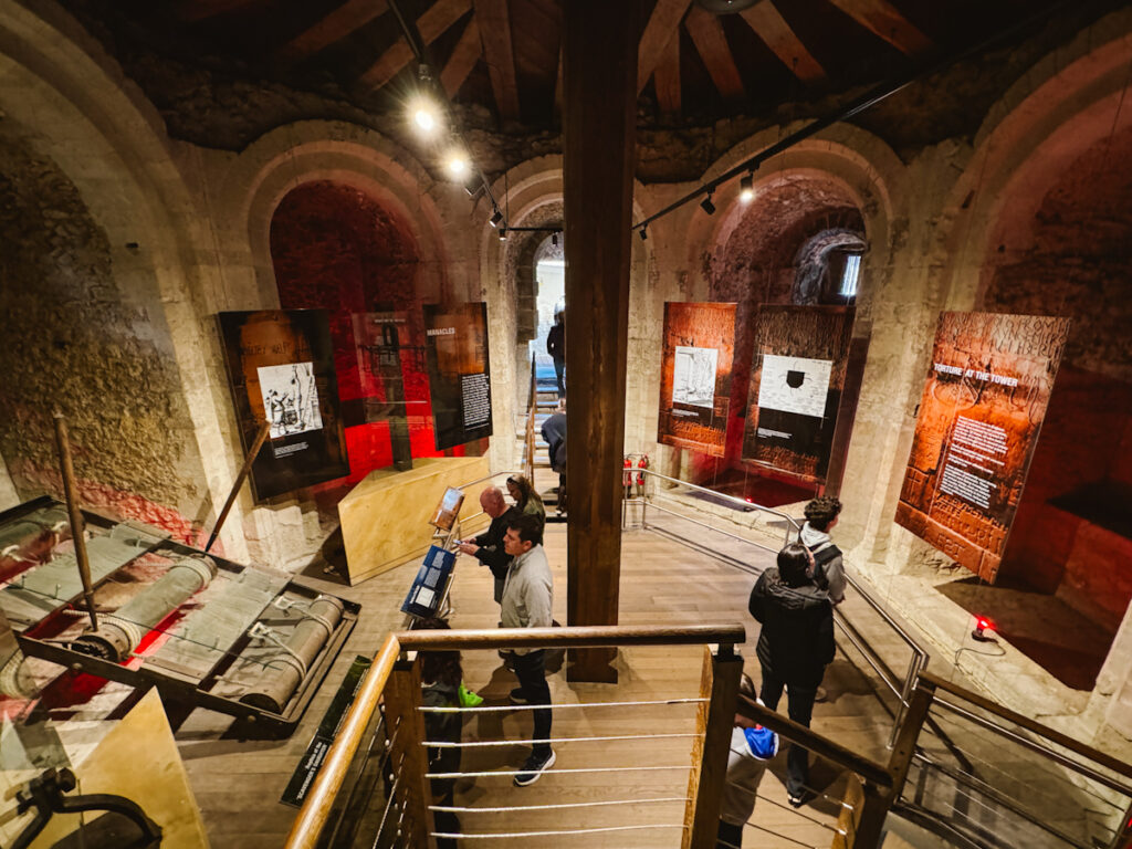 View of the circular room on the Torture at the Tower exhibit in the Tower of London