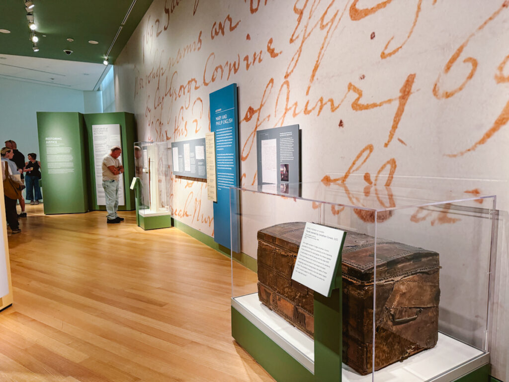 Salem Witch Trials exhibit at the Peabody Essex Museum with authentic artifacts on display