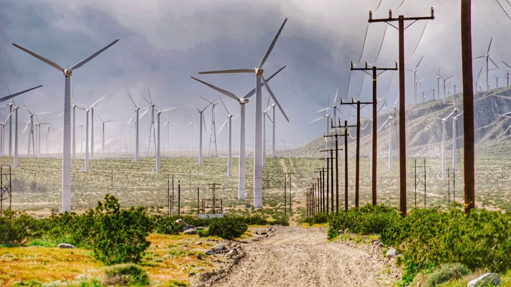 California windmills and wind turbines on a road trip