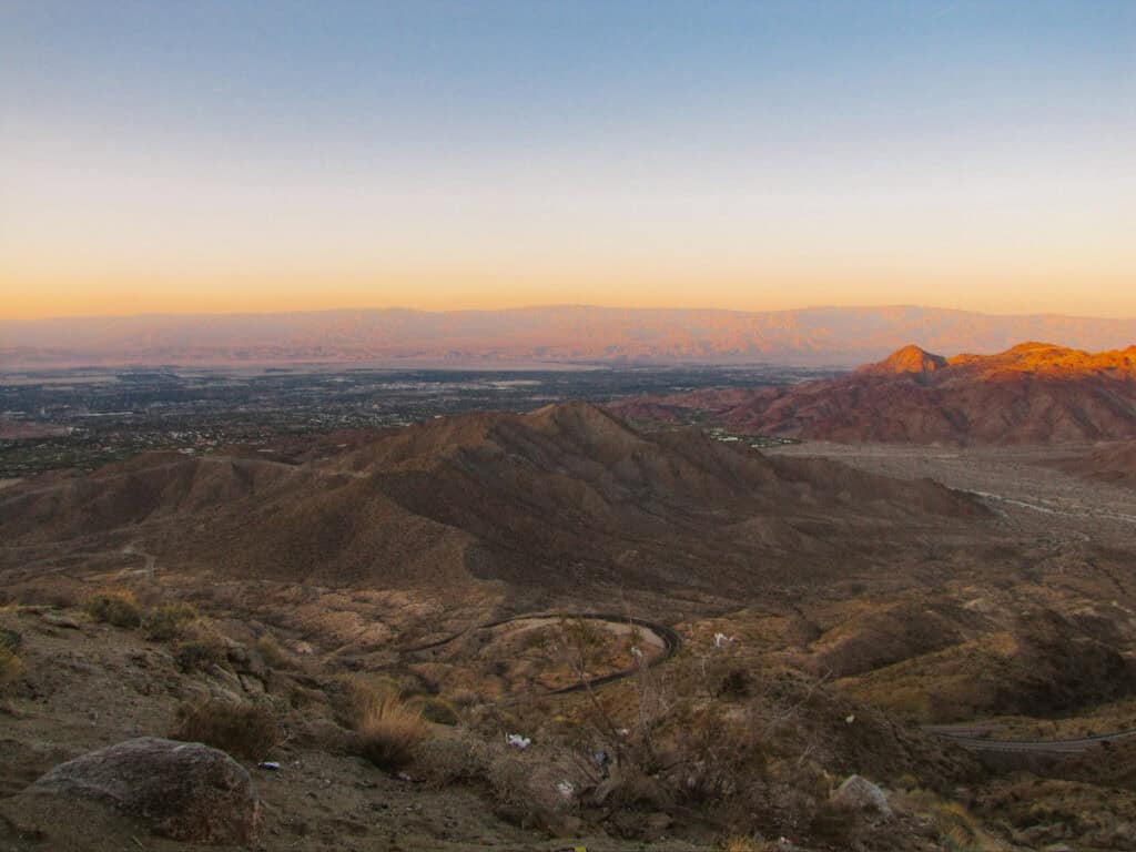 Landscape photo at sunset of Southern California desert