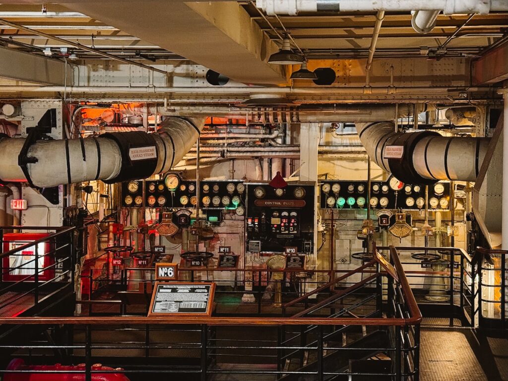 Old fashioned boiler room on a haunted ship in Southern California