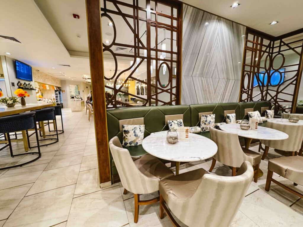 Interior of the lounge by Mira in Cancun International Airport.
