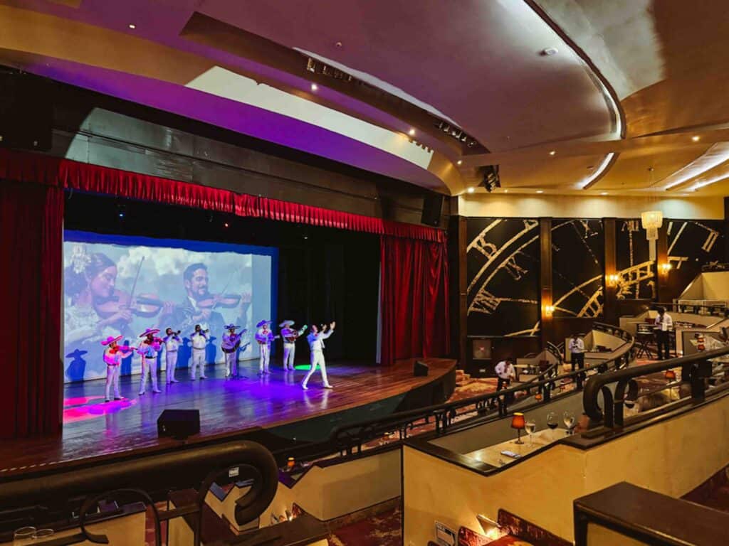 Fiesta Mexicana dinner show at a dinner theatre at an all inclusive resort in Playa del Carmen