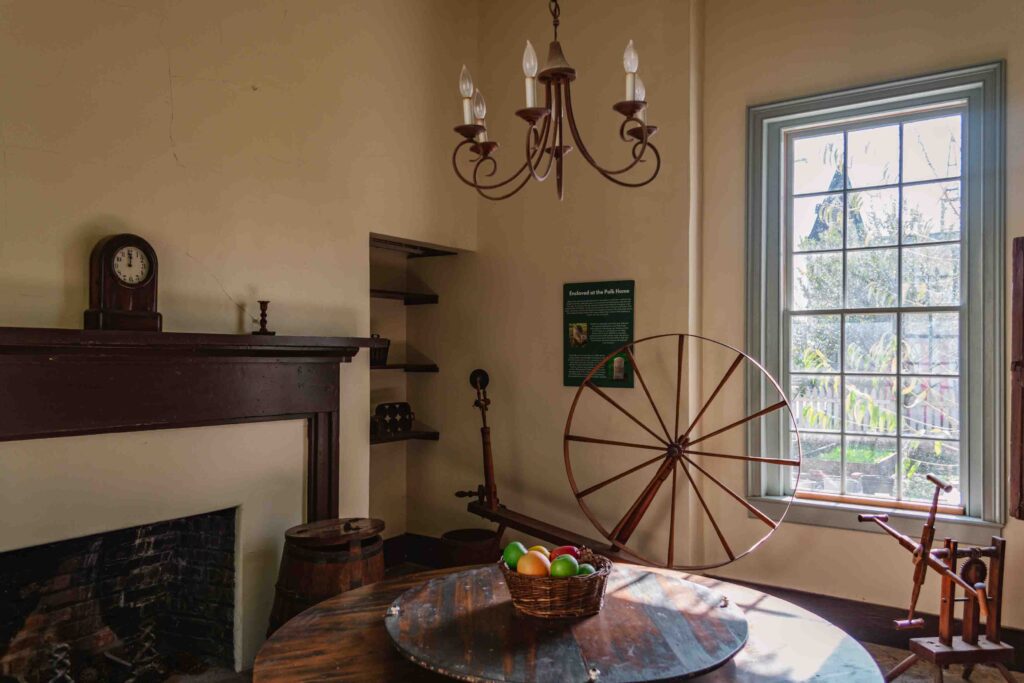 Inside one of two rooms in a building where James Polk's slaves lived