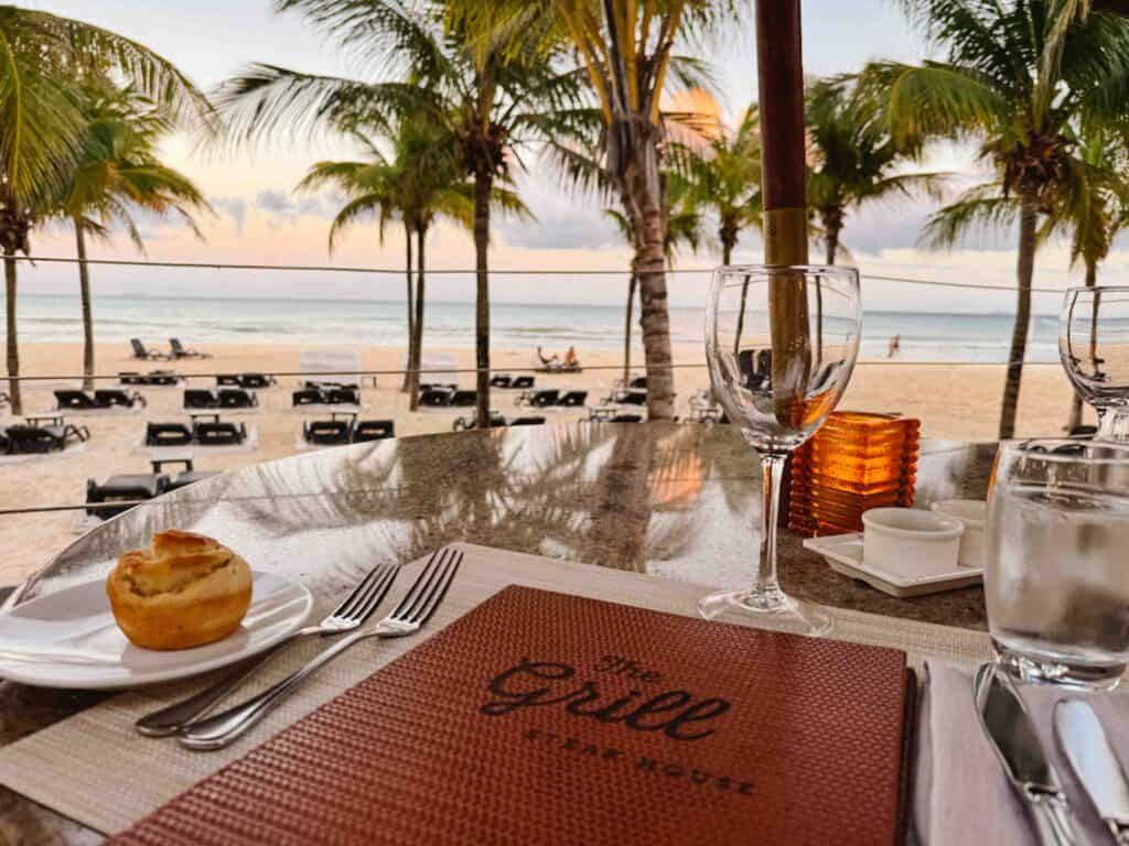 Sunset dinner at The Grill at Royal Hideaway, an adults-only all inclusive resort