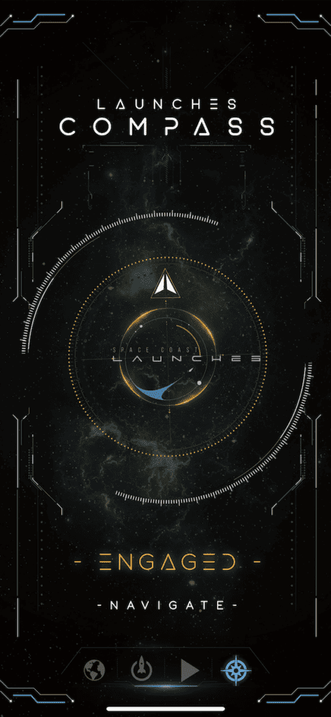 Launch Console app compass pointing toward the rocket launch.